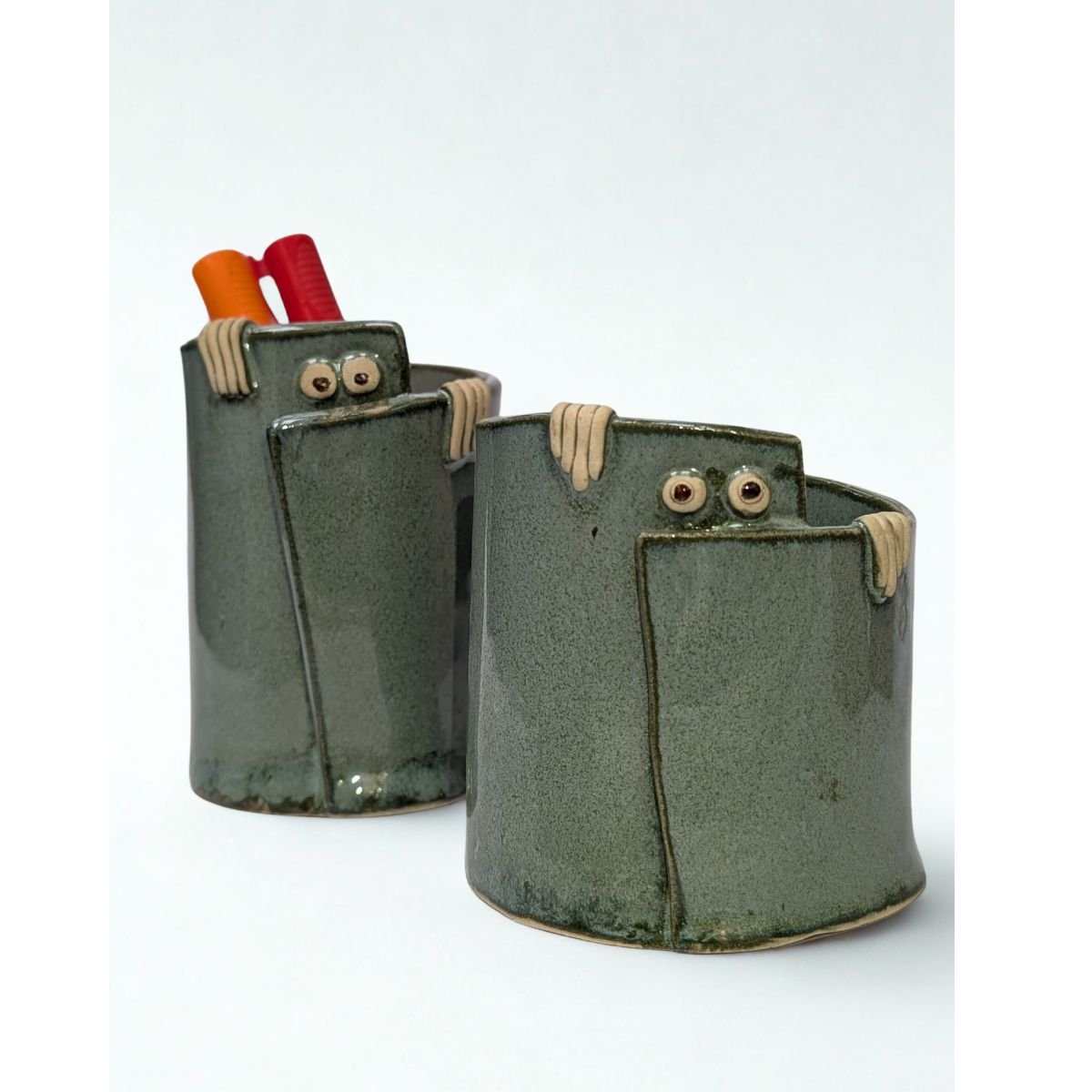 Peek - a - Boo Ceramic Organizer: Adorable Storage Solution – Home Decor by Solar Crafts available on Brown Living™. Peach Small. SKU: PAB - SM - Peach. Img 4.