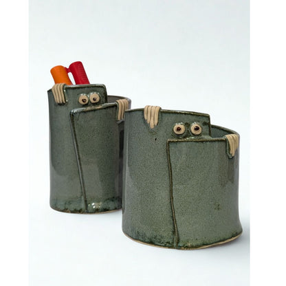 Peek - a - Boo Ceramic Organizer: Adorable Storage Solution – Home Decor by Solar Crafts available on Brown Living™. Peach Small. SKU: PAB - SM - Peach. Img 4.