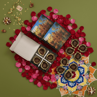 Peepal Diya Set of 12 – Festive Home Decoration – Home Decor on Brown Living™. SKU: D17. Img 8.