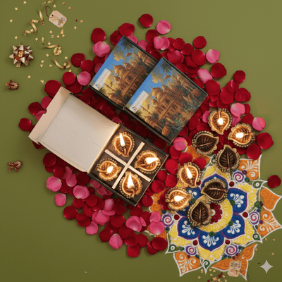 Peepal Diya Set of 12 – Festive Home Decoration – Home Decor on Brown Living™. SKU: D17. Img 6.