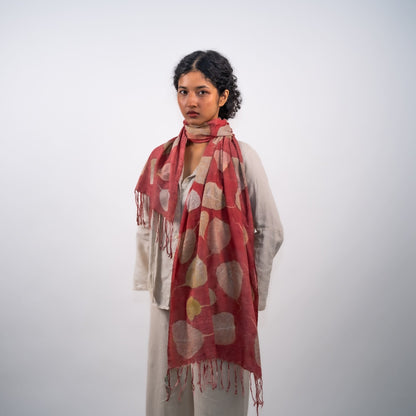 Peepal Eri Silk Scarf – Handcrafted Natural Silk Stole – Womens Scarf on Brown Living™. SKU: scarfpeepaleri. Img 1.