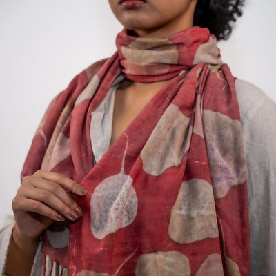 Peepal Eri Silk Scarf – Handcrafted Natural Silk Stole – Womens Scarf on Brown Living™. SKU: scarfpeepaleri. Img 7.