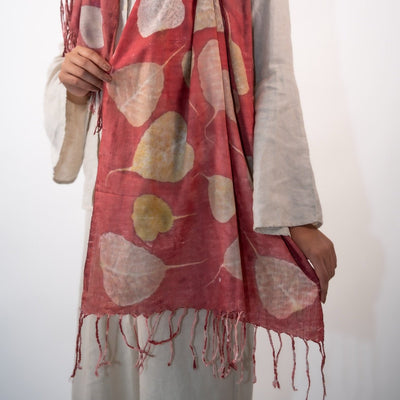 Peepal Eri Silk Scarf – Handcrafted Natural Silk Stole – Womens Scarf on Brown Living™. SKU: scarfpeepaleri. Img 6.