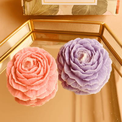 Peony Candle Set of 2 | Handcrafted Diwali Gift Candle – Candles & Fragrances on Brown Living™. SKU: LUSH_0007. Img 2.