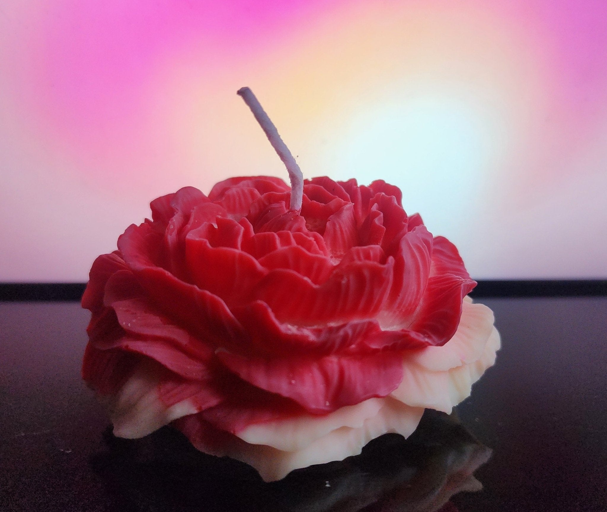 Peony Decorative Candles – Set of 3 | Hand - Poured Floral Design – Candles & Fragrances on Brown Living™. SKU: CCPeony_01. Img 1.