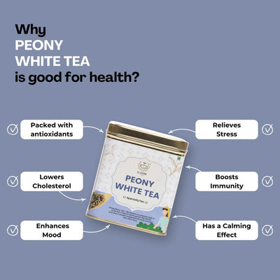 Peony White Tea – Weight Loss & Blood Circulation – 50g – Tea on Brown Living™. SKU: TTTin50New. Img 5.