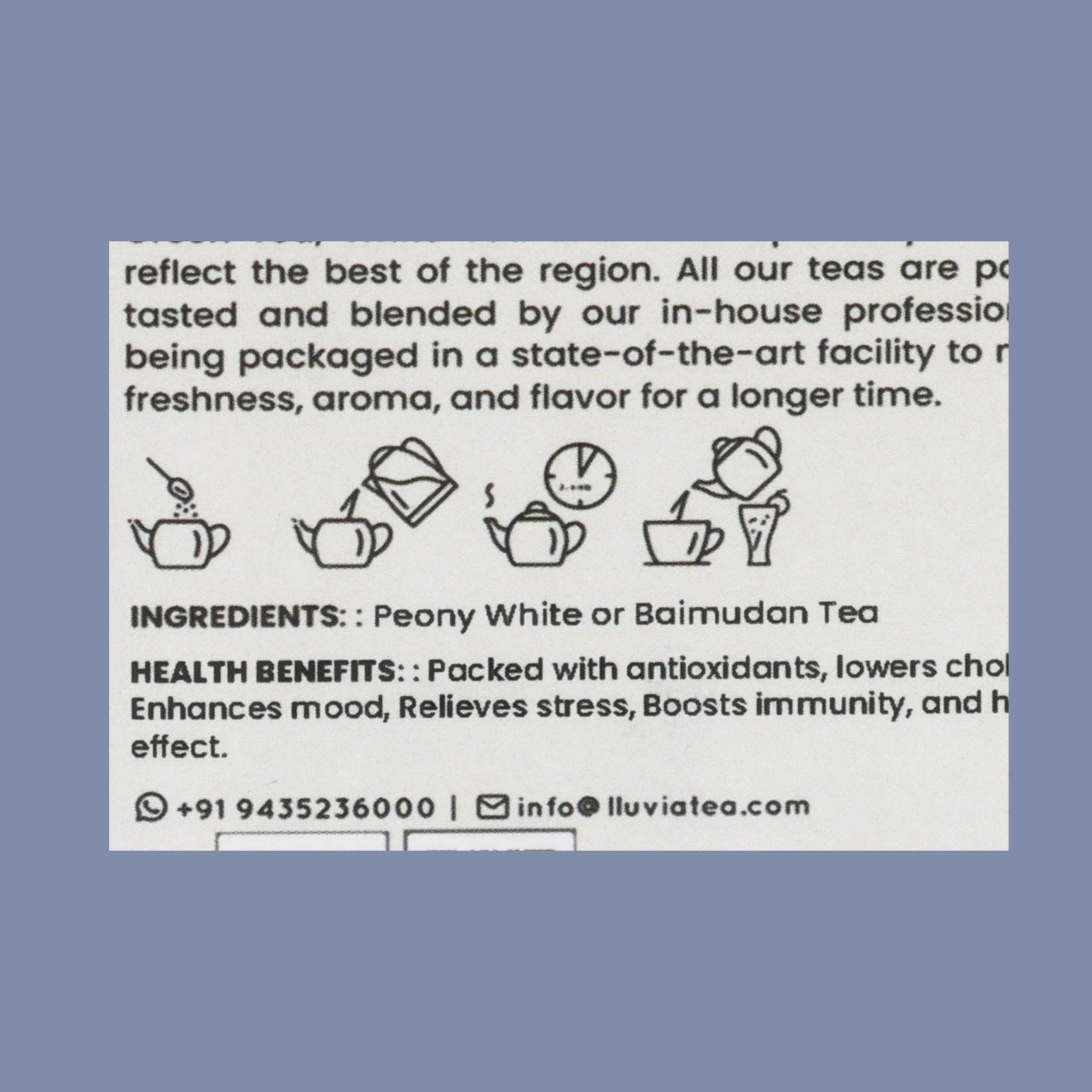 Peony White Tea – Weight Loss & Blood Circulation – 50g – Tea on Brown Living™. SKU: TTTin50New. Img 9.