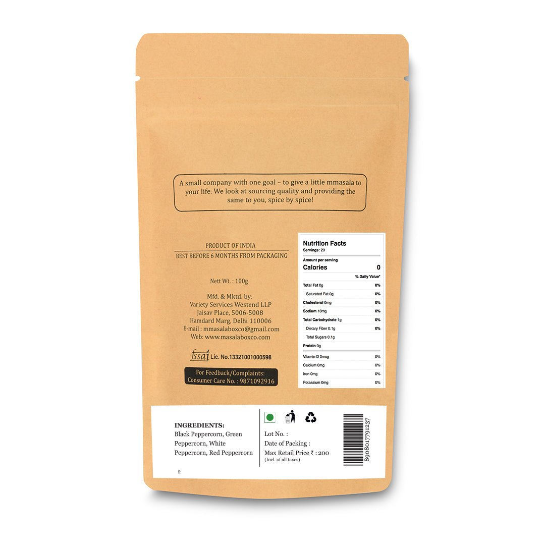 Peppercorn Mix 100g – Premium Blend for Fresh, Bold Flavor – Seasonings & Spices on Brown Living™. SKU: TMMBC14. Img 2.