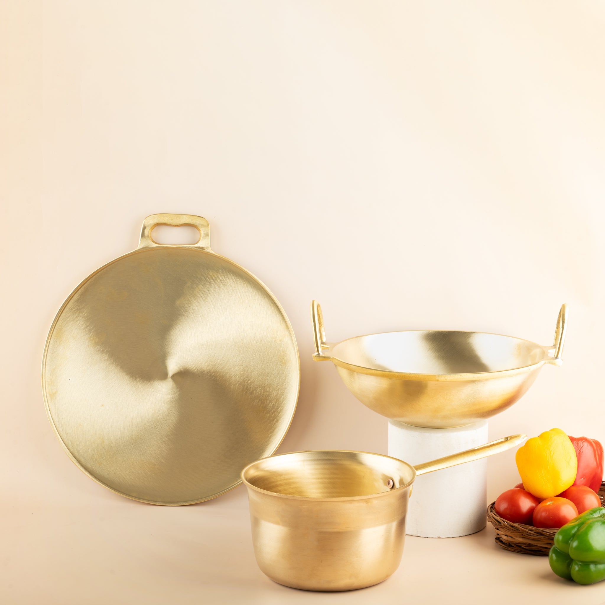 Perfect Bronze/Kansa Combo Deal for Everyday Traditional Dining – Cookware on Brown Living™. SKU: B43. Img 1.