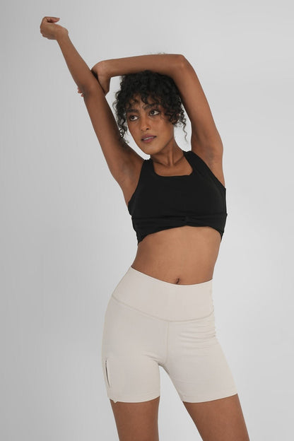 Perfect Fit Natural Fabric Gym Shorts | Breathable & Stretchable Wear – Womens Shorts on Brown Living™. SKU: ELSCWHTXS. Img 4.