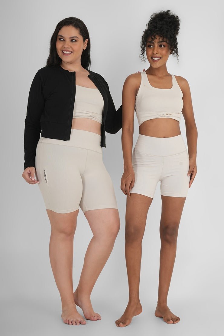 Perfect Fit Natural Fabric Gym Shorts | Breathable & Stretchable Wear – Womens Shorts on Brown Living™. SKU: ELSCWHTXS. Img 11.