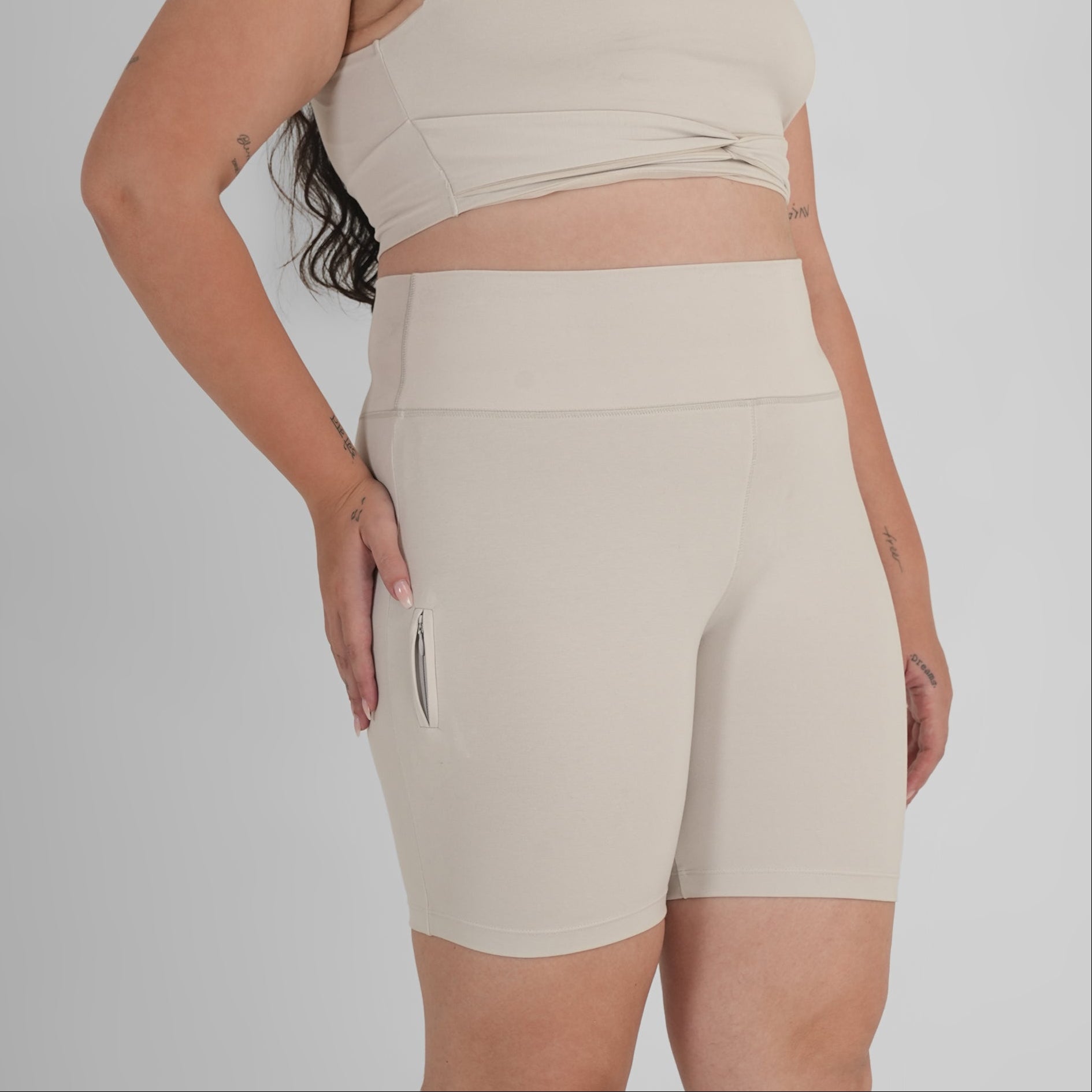 Perfect Fit Natural Fabric Gym Shorts | Breathable & Stretchable Wear – Womens Shorts on Brown Living™. SKU: ELSCWHTXS. Img 1.