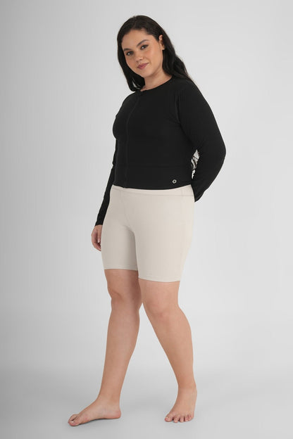 Perfect Fit Natural Fabric Gym Shorts | Breathable & Stretchable Wear – Womens Shorts on Brown Living™. SKU: ELSCWHTXS. Img 10.