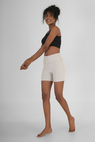 Perfect Fit Natural Fabric Gym Shorts | Breathable & Stretchable Wear – Womens Shorts on Brown Living™. SKU: ELSCWHTXS. Img 3.