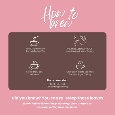 Period Perfect Tea – Menstrual Comfort & Hormonal Balance – 50g – Tea on Brown Living™. SKU: JTTin50New. Img 5.