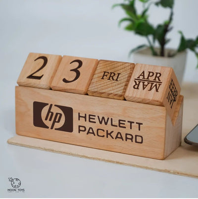 Perpetual Desk Wooden Calendar – Desk Organizers on Brown Living™. SKU: hpcalender. Img 3.
