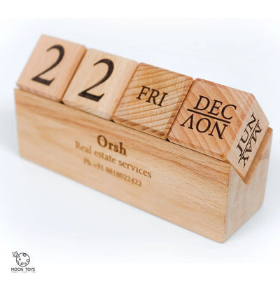 Perpetual Desk Wooden Calendar – Desk Organizers on Brown Living™. SKU: hpcalender. Img 2.