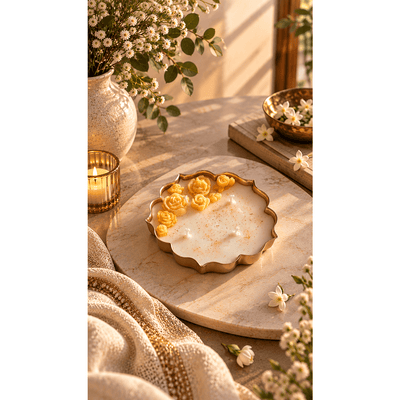 Petal Bloom Aroma Candle 5 Inch | Floral Decorative Candle – Candles & Fragrances on Brown Living™. SKU: SSAS-25-LAVR. Img 2.