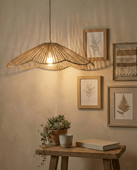 Petal handcrafted Banana Bark Lampshade – Lamps & Lighting on Brown Living™. SKU: LS-2279. Img 1.