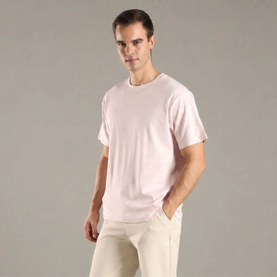 Petal Pink Organic Cotton Half - Sleeve T-Shirt – Mens T-Shirt on Brown Living™. SKU: OC-PK-TS-S. Img 5.