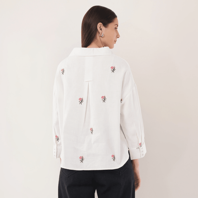 Petal Whisper | Hemp Cotton Sustainable Shirt | Women – Womens Shirt on Brown Living™. SKU: PetalWhisper-XS. Img 3.