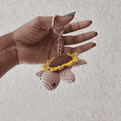 Petalback Sunflower Turtle Keychain – Cute & Eco - Friendly Accessory – Gift on Brown Living™. SKU: WT - PT - 01. Img 3.