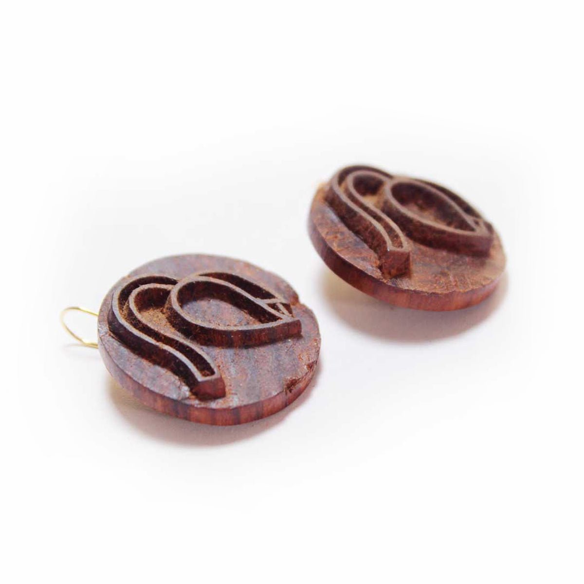 Phalguni Rekh Wooden Earrings with Wood Block Carving} – Jewellery on Brown Living™. SKU: UARKHWJER003. Img 4.