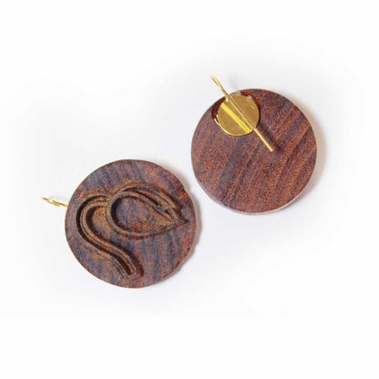 Phalguni Rekh Wooden Earrings with Wood Block Carving} – Jewellery on Brown Living™. SKU: UARKHWJER003. Img 6.