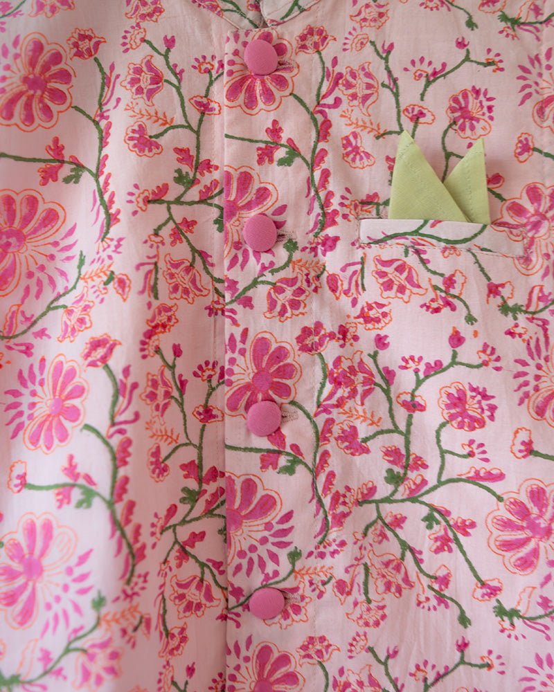Phool Cotton Pink Floral Bandi – Kids Ethnic Sets by Love The World Today available on Brown Living™. 6 - 12 M . SKU: C34B2FB612. Img 5.