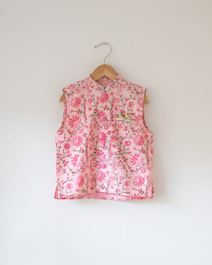 Phool Cotton Pink Floral Bandi – Kids Ethnic Sets by Love The World Today available on Brown Living™. 6 - 12 M . SKU: C34B2FB612. Img 1.