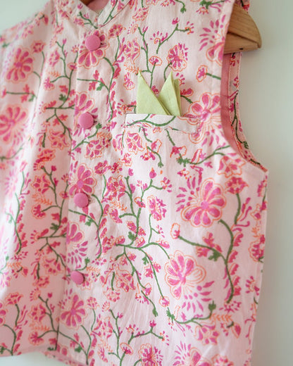Phool Cotton Pink Floral Bandi – Kids Ethnic Sets by Love The World Today available on Brown Living™. 6 - 12 M . SKU: C34B2FB612. Img 6.