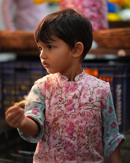 Phool Cotton Pink Floral Bandi – Kids Ethnic Sets by Love The World Today available on Brown Living™. 6 - 12 M . SKU: C34B2FB612. Img 4.