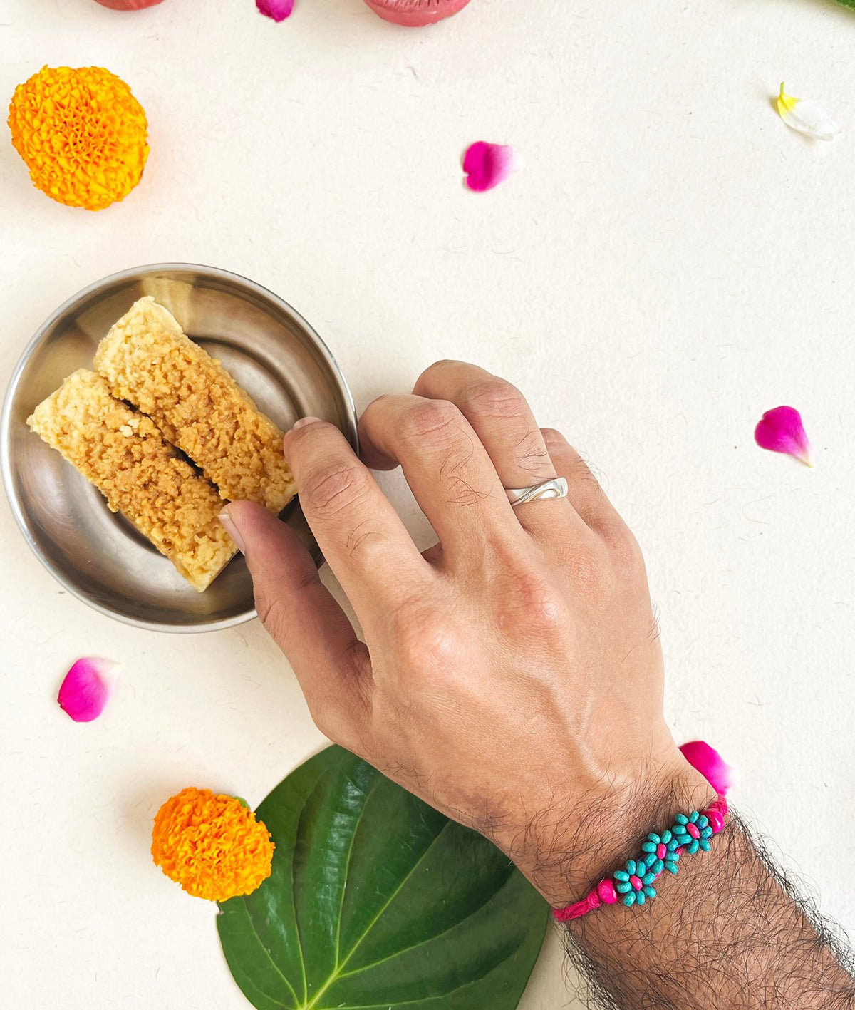 Phool Leher Rakhi - Set of 3 – Rakhi on Brown Living™. SKU: GUL-20. Img 3.