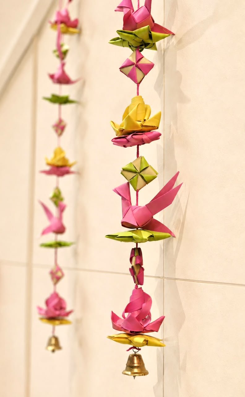 Phool Pakshi Mala | Handmade Dried Palm Leaf Decor – Home Decor on Brown Living™. SKU: SDLT001. Img 4.