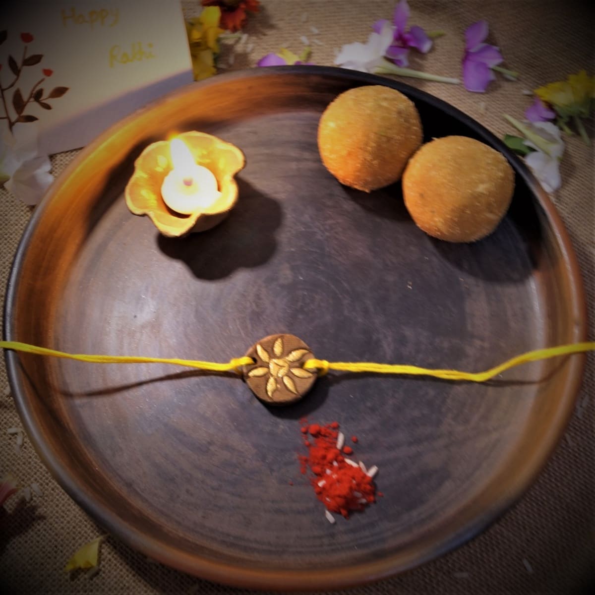 Phool Plantable Seed Rakhi Hamper – Rakhi by Terracotta by Sachii available on Brown Living™. . SKU: SACHIIRSP001. Img 1.