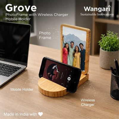 Photo Frame with Wireless Charger for Desk and Bedside – Desk Accessories on Brown Living™. SKU: MT724. Img 2.
