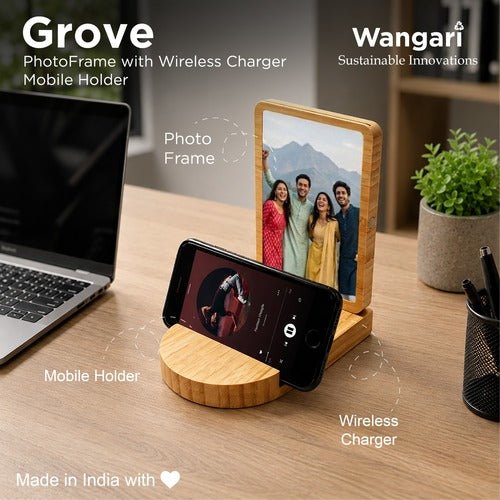 Photo Frame with Wireless Charger for Desk and Bedside – Desk Accessories on Brown Living™. SKU: MT724. Img 2.