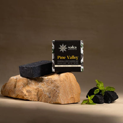 Pine Valley | Handmade Charcoal & Mint Shampoo Bar (120gm) | Verified Sustainable by Brown Living™