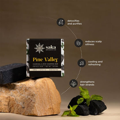 Pine Valley | Handmade Charcoal & Mint Shampoo Bar (120gm) | Verified Sustainable by Brown Living™