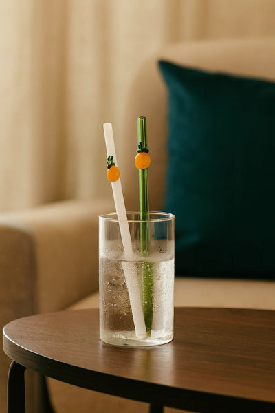 Pineapple Collection Glass Straw Stirrers - Set of 2 – Drinking Straws & Stirrers on Brown Living™. SKU: PNAB - STRW. Img 3.