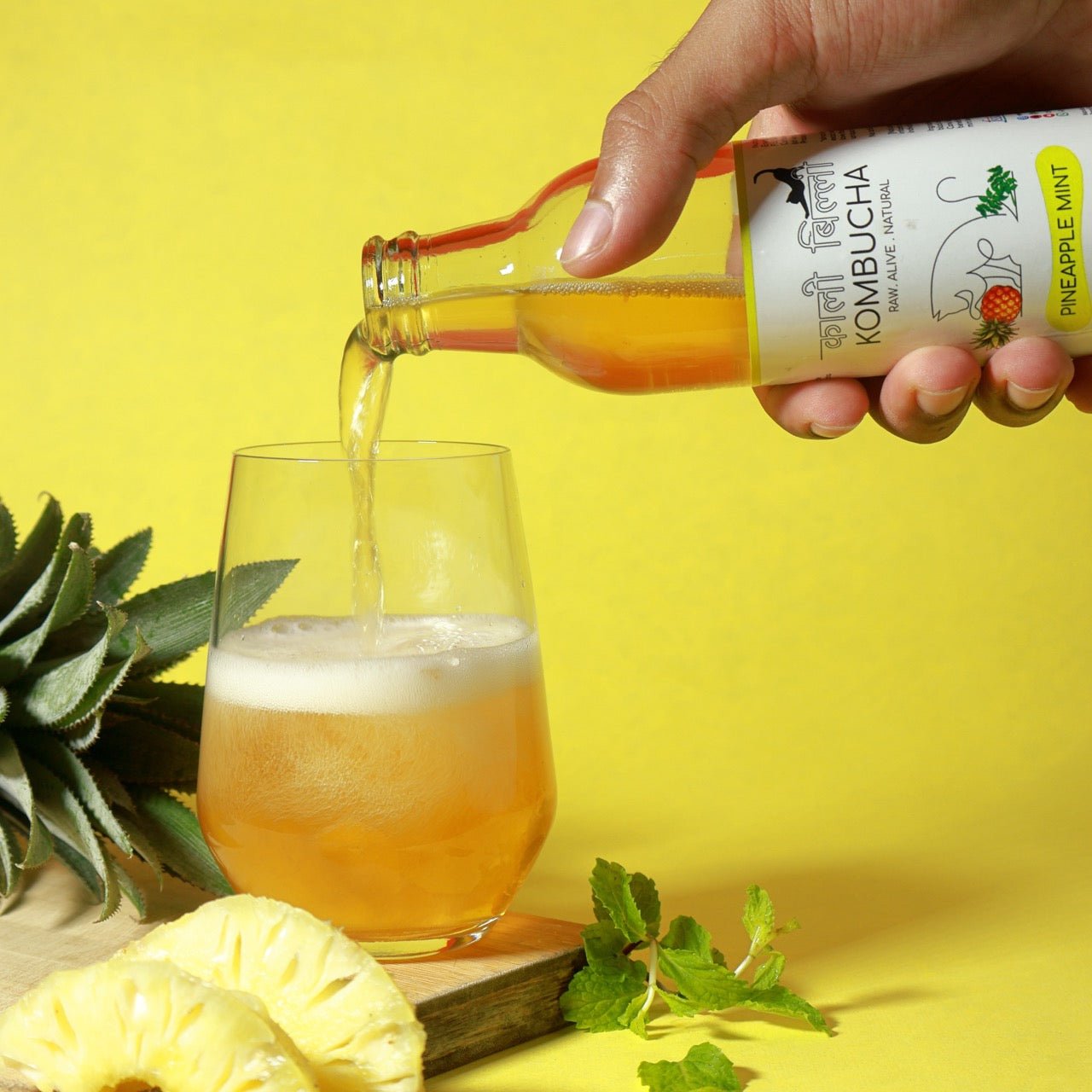 Pineapple Mint Kombucha 250ml | Refreshing Probiotic Fermented Tea – Health & Energy Drinks on Brown Living™. SKU: KBKPM. Img 3.