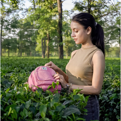 Pink Blossom Backpack | Stylish Mini Backpack for Travel & Daily Use – Backpacks on Brown Living™. SKU: OGBPBL03. Img 11.
