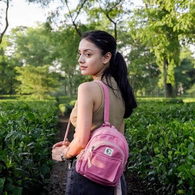 Pink Blossom Backpack | Stylish Mini Backpack for Travel & Daily Use – Backpacks on Brown Living™. SKU: OGBPBL03. Img 22.
