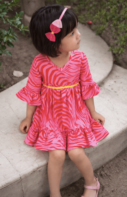 Pink Cotton Dress Regular Fit for Girls – Kids Daywear Sets on Brown Living™. SKU: PG148_1. Img 5.