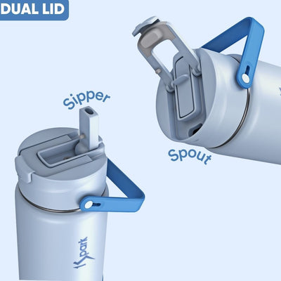 Pink Dual Lid Insulated Bottle (Straw + Sipper) – Bottles & Sippers on Brown Living™. SKU: HRT-750. Img 4.