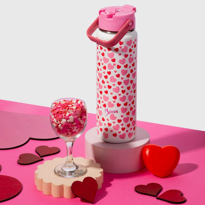 Pink Dual Lid Insulated Bottle (Straw + Sipper) – Bottles & Sippers on Brown Living™. SKU: HRT-750. Img 1.