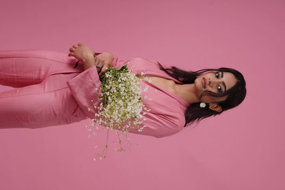 Pink Elan Tencel and Cotton Co - Ord Set | Comfortable Women’s Outfit – Womens Co - Ord Sets on Brown Living™. SKU: BL_HOA01. Img 3.