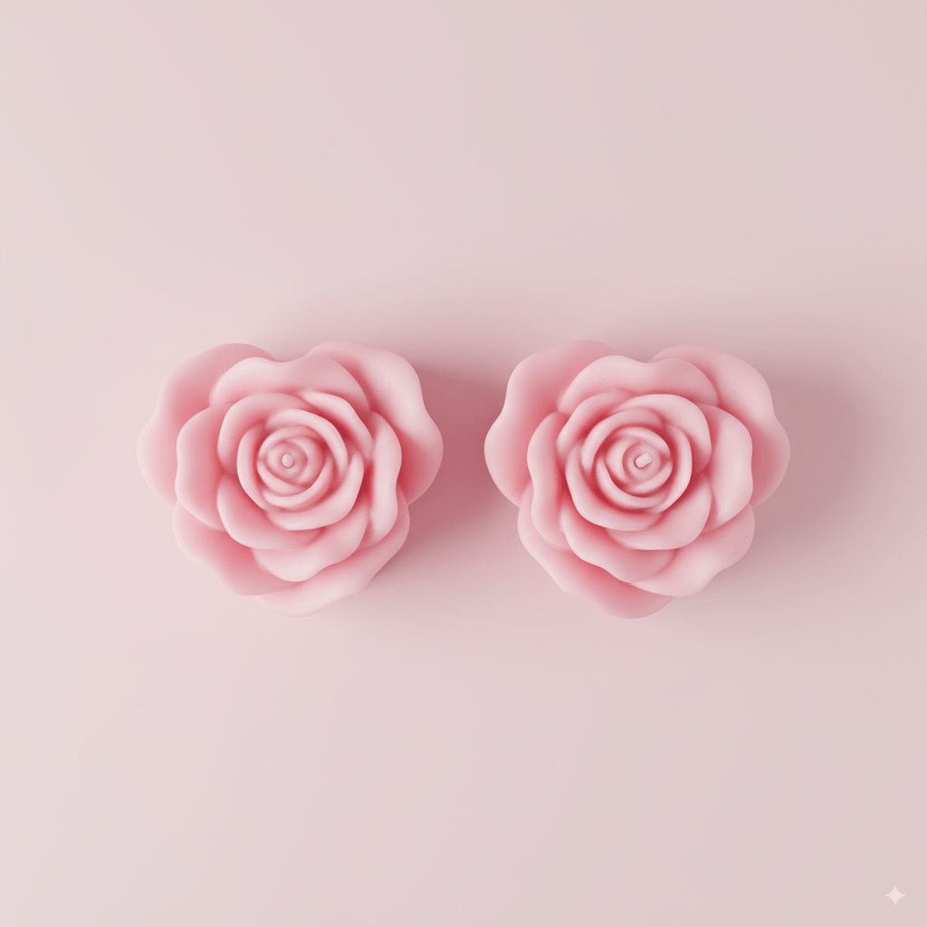 Pink Heart Rose Flower Candles – Set of 2 | Decorative Floral Design – Candles & Fragrances on Brown Living™. SKU: CCFHeart_02. Img 1.