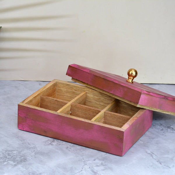 Pink Knob Mango Wood Box | Verified Sustainable by Brown Living™