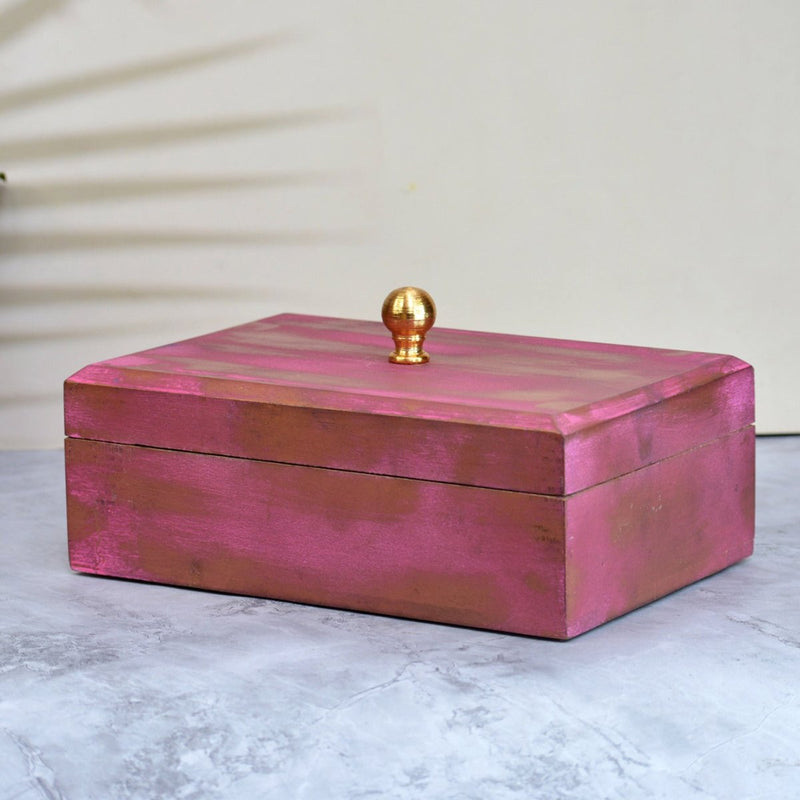 Pink Knob Mango Wood Box | Verified Sustainable Organizers on Brown Living™